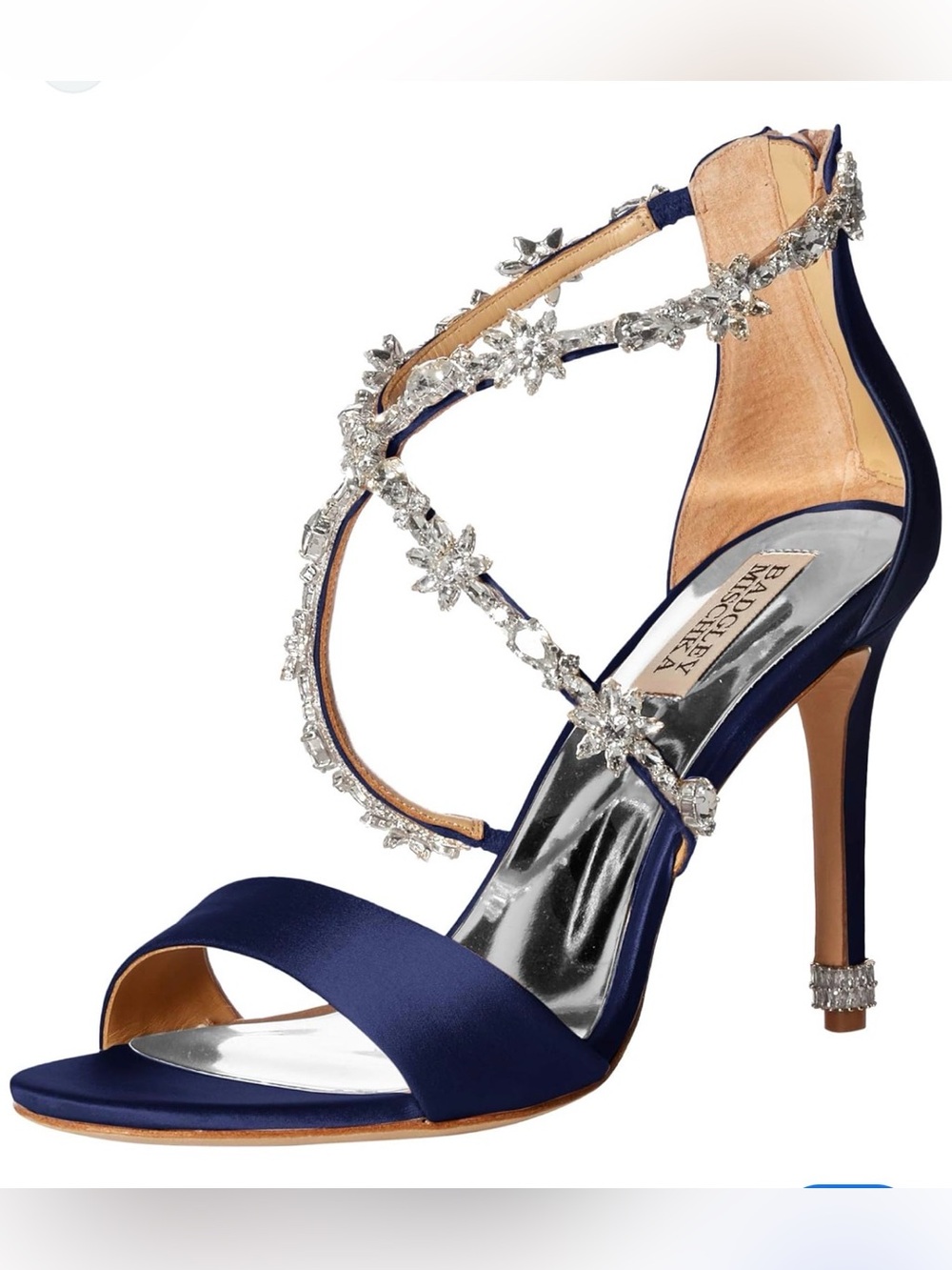 Badgley Mischka Navy Crystal-Embellished Strappy Stiletto Sandal